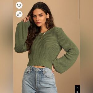 Green Knit Sweater - Open Back (Never Worn)